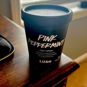 LUSH pink peppermint foot lotion.